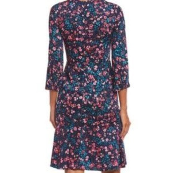 Joules Long Sleeve Dress with Pink Floral on Navy - Picture 4 of 9